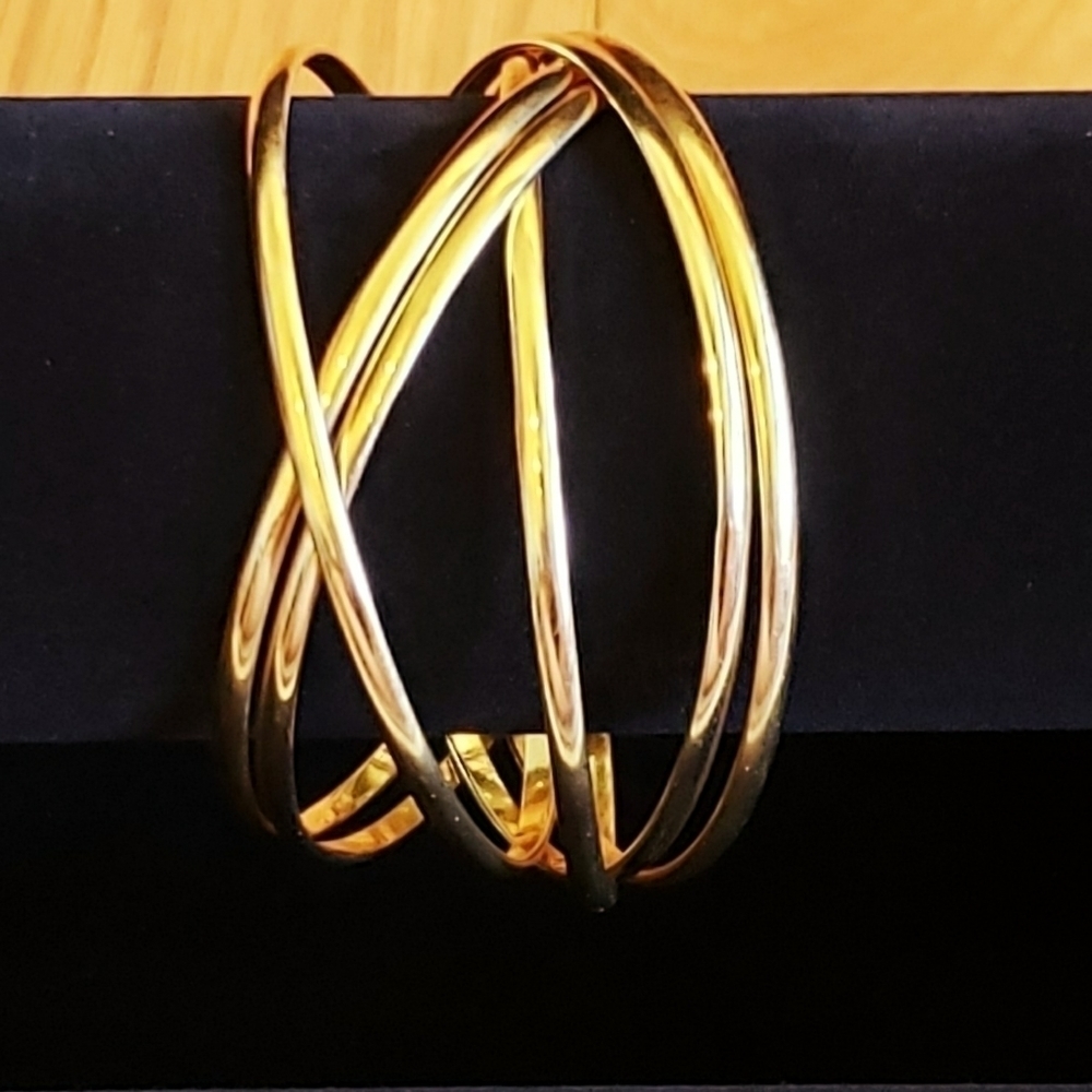 6 Interlocking Gold Tone Bracelets - image 2